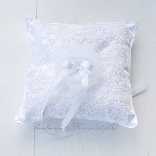 WHITE LACE poduszka na obrączki FloraArt