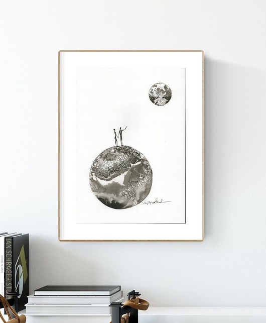 grafika A4 wykonana ręcznie, abstrakcja Krystyna Siwek Art