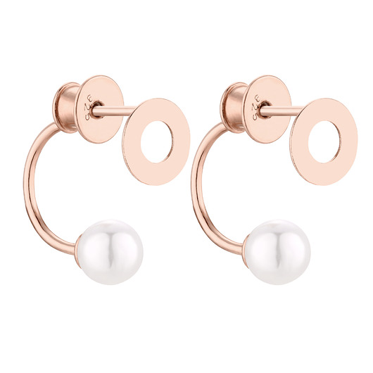 kolczyki pozłacane Kolczyki z kółkami z różowego złota z perłami SWAROVSKI CRYSTAL