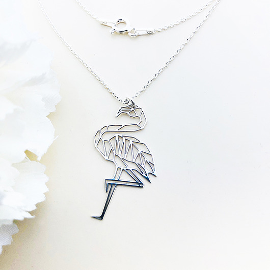 Naszyjnik flaming, origami flamingo necklace Anemon Atelier