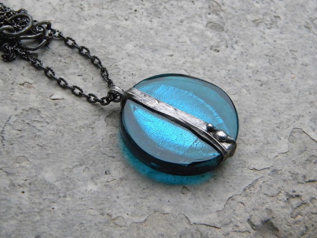 wisiory Rezerwacja Mocny turkus -  krążek   - naszyjnik