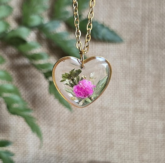 wisiory Złota zawieszka wisiorek kwiaty serce serduszko różowa