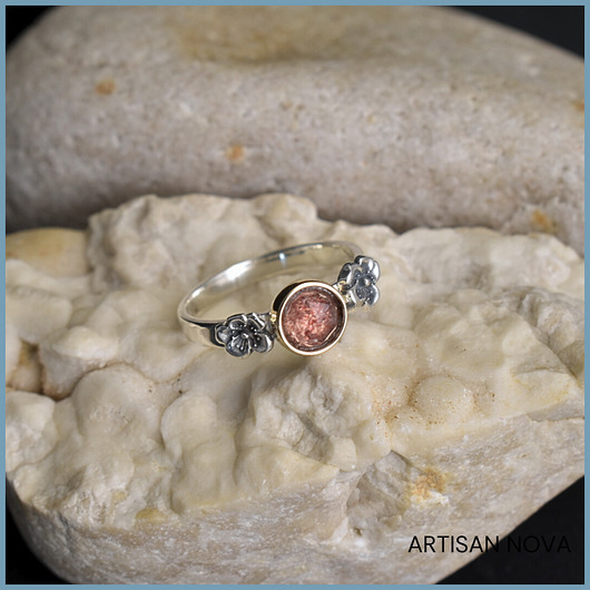 pierścionki srebrne Pierścionek blooming strawberry quartz