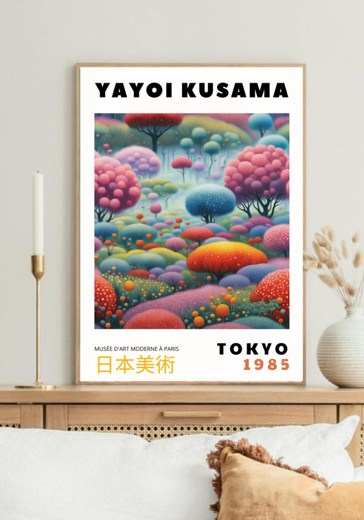 plakaty PLAKAT dekoracyjny , Yayoi Kusama, wystawowy, kwiaty