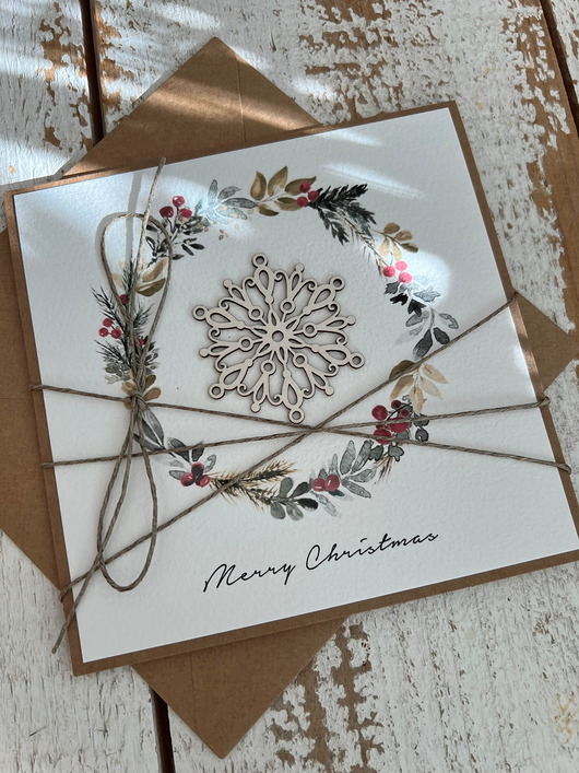 kartki świąteczne Stylowa ręcznie robiona kartka świąteczna Merry Christmas card