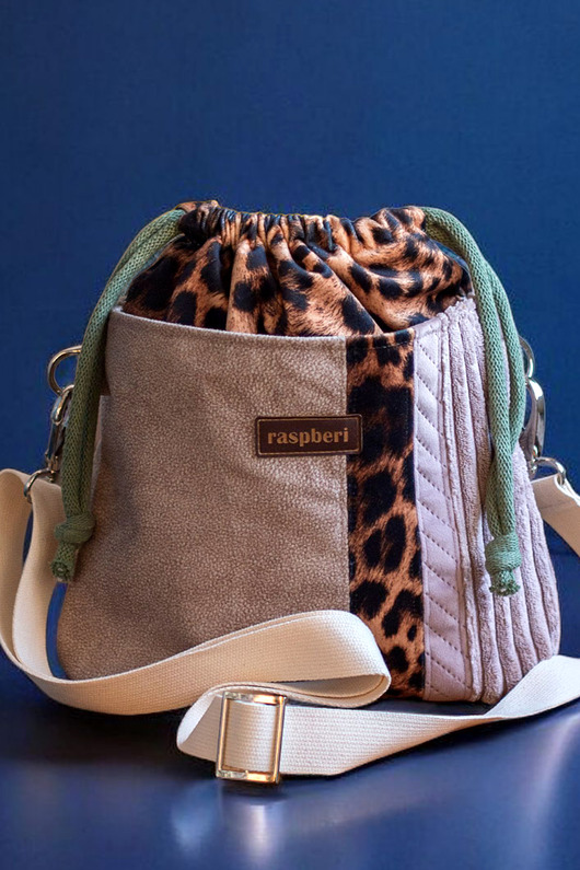 torebki mini Patchworkowa listonoszka z kominem w panterkę