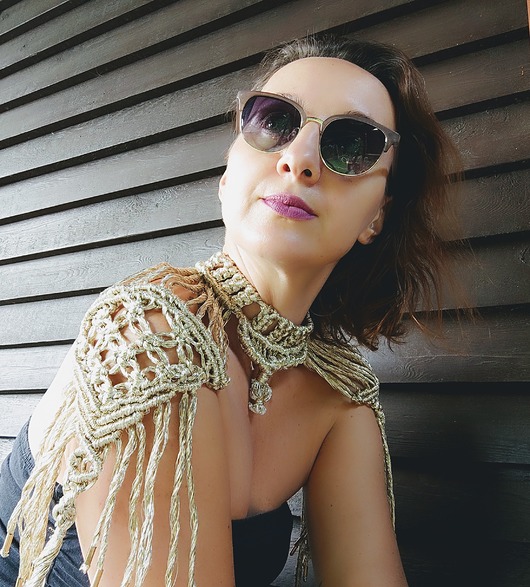 ubrania różne Naramiennik, narzutka, makrama, do sesji, boho, stylowa, złota