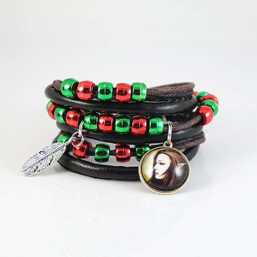 bransoletki - inne Bransoletka - Elf, piórko - owijana