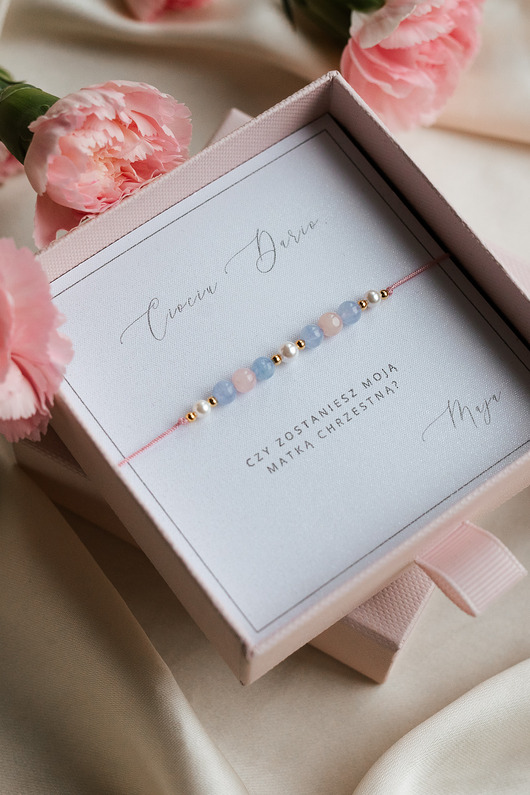 bransoletki na sznurku Bransoletka z dedykacją dla mamy chrzestnej