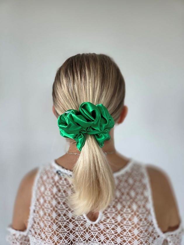 gumki do włosów Gumka jedwabna, scrunchie, frotka green grass MAXI