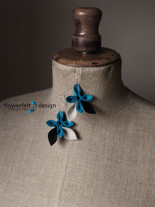 turkus z szarym FlowerFelt Design