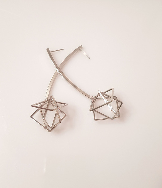 kolczyki z mosiądzu Kolczyki  Geometric v silver