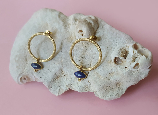 kolczyki pozłacane Kolczyki Plates Blue - srebro 925 pokryte 24k złotem