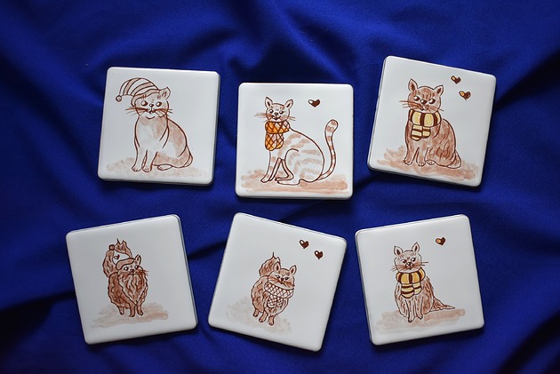 podkładki do kuchni Podkładki pod kubki kafelki koty