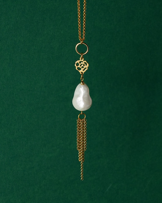 wisiory Długi naszyjnik wisior z perłą Seashell