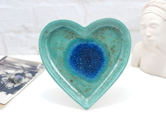 przechowywanie - różne Patera ceramiczne serce - ozdobna misa na drobiazgi boho