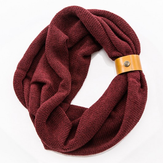 Komin Tuba Kapuza Szal BURGUND skórzana opaska CADOaccessories