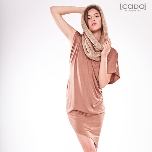 Dzianinowy Komin Tuba Szal Etol BEIGE CADOaccessories