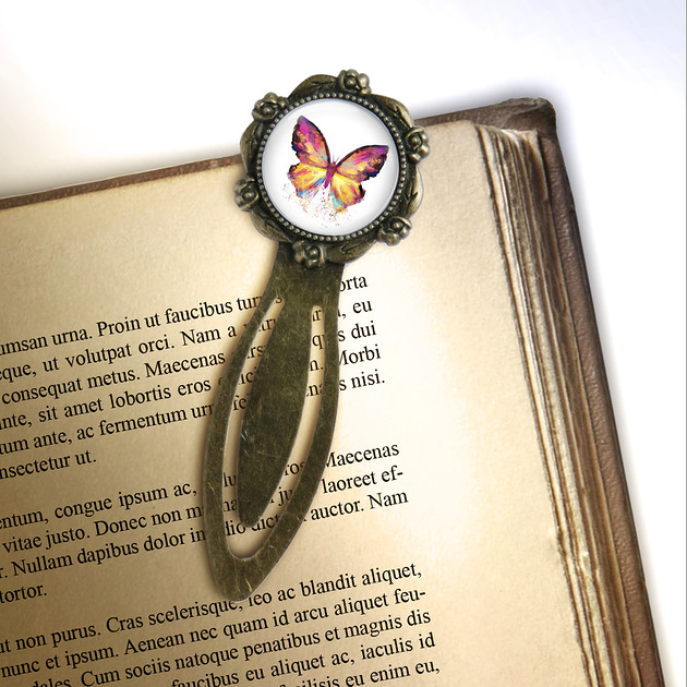 zakładki do książek Zakładka do książki - Motyl - klips, brąz