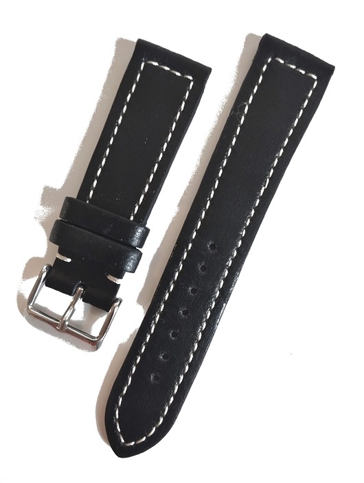 zegarki różne Pasek do zegarka  rozm: 20mm czarny z jasną nitką