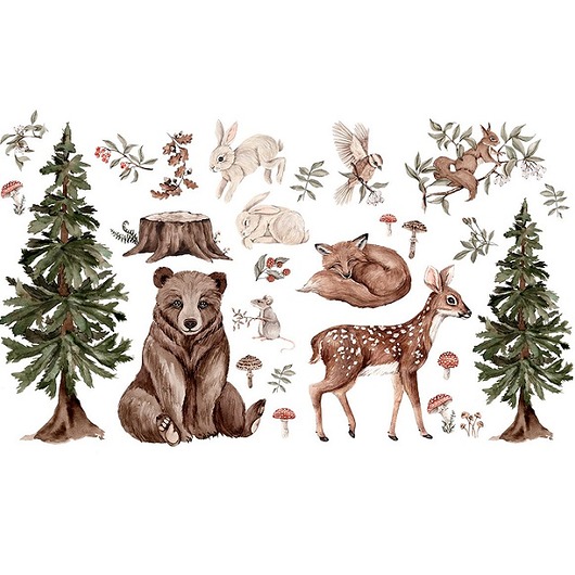 naklejki ścienne do pokoju dziecka Zestaw Naklejek ściennych Forest XL 330