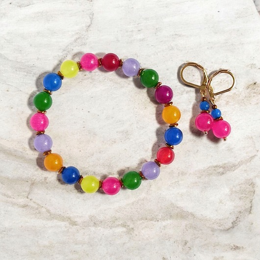 komplet biżuterii RAZEM TANIEJ! summer collection : bransoletka i kolczyki : jadeit II