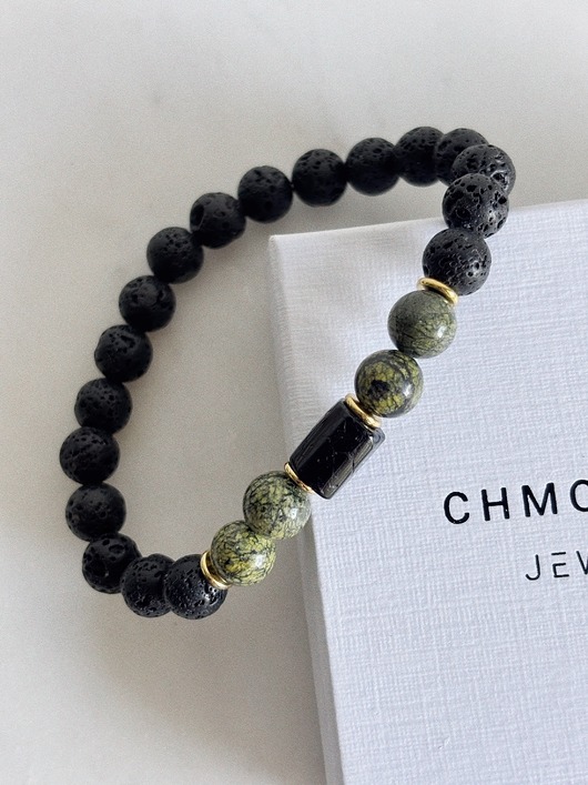 biżuteria męska Bransoletka męska Serpentynit i Turmalin