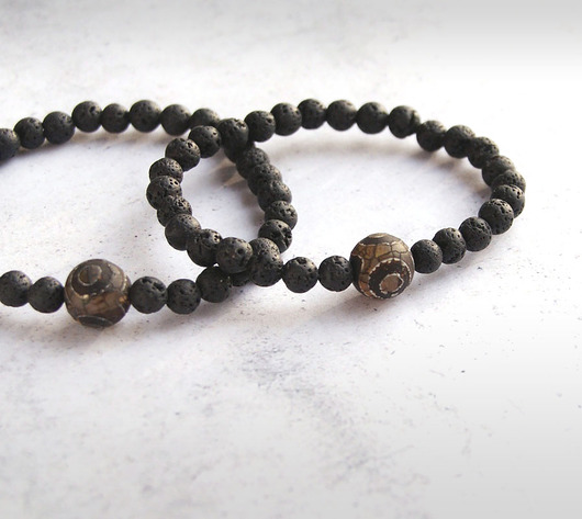 bransoletki z kamieni naturalnych Dla ZAKOCHANYCH : TALIZMAN : agat tybetański