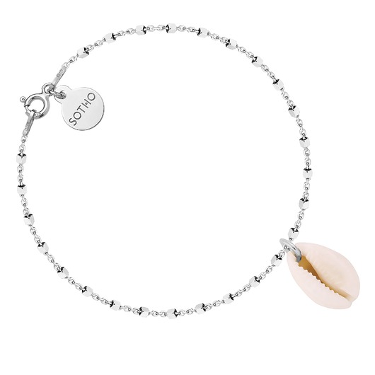 bransoletki srebrne Srebrna bransoletka kosteczkowa z muszelką