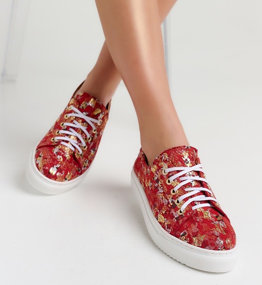 sneakersy damskie Sneakersy skórzane (6650)