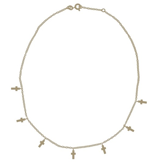 Srebrny pozłacany naszyjnik choker z krzyżykami ATdiament