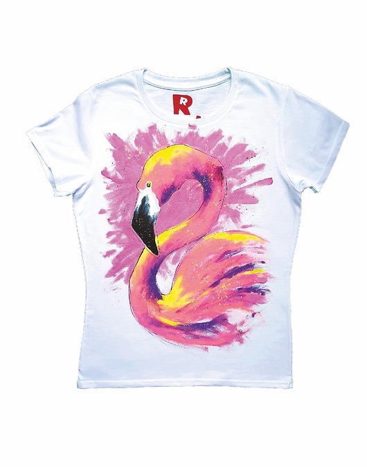 t-shirt damskie Ręcznie malowana damska koszulka Flaming