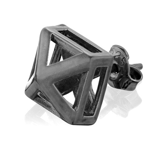 Small 3D Pyramid Earrings in Dark Steel Joccos Design