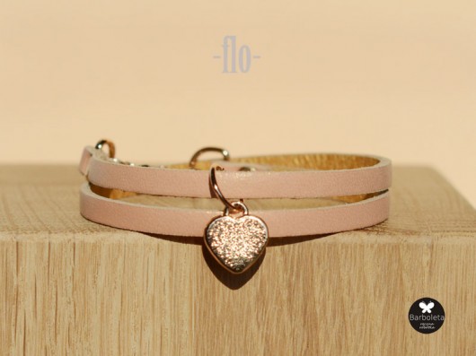 flo nude & gold bransoletka skórzana barboleta