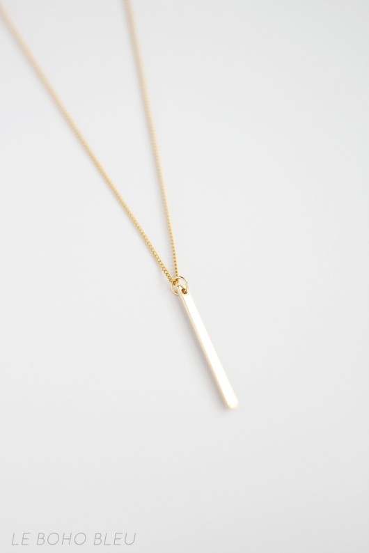 złote naszyjniki 16k Gold Plated Vertical Bar Necklace