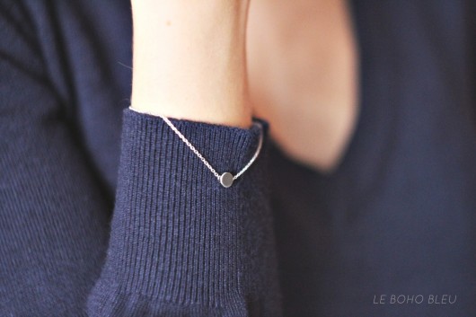 Rhodium Plated Tiny Dot Bracelet Le Boho Bleu
