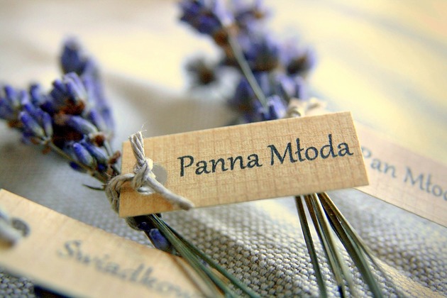 Ślub - inne Winietki na stół 10x lawenda naturalna