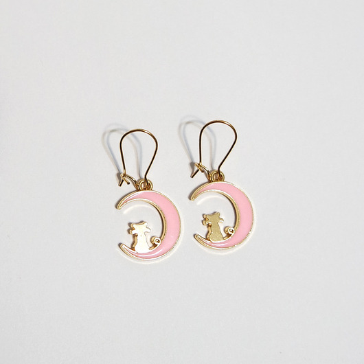 kolczyki - inne Kolczyki - Kotek na księżycu