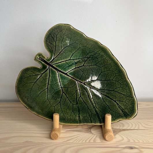 patery i talerze Liść łopianu - ceramiczny talerzyk/patera