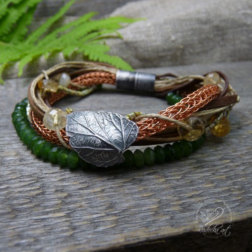 Copper, Green & Silver Leaf Radecka art