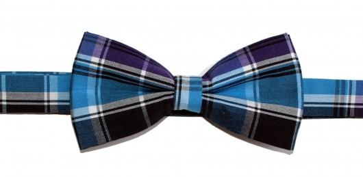 Mucha gotowa bowstyle niebiesko-fioletowa krata bowstyle