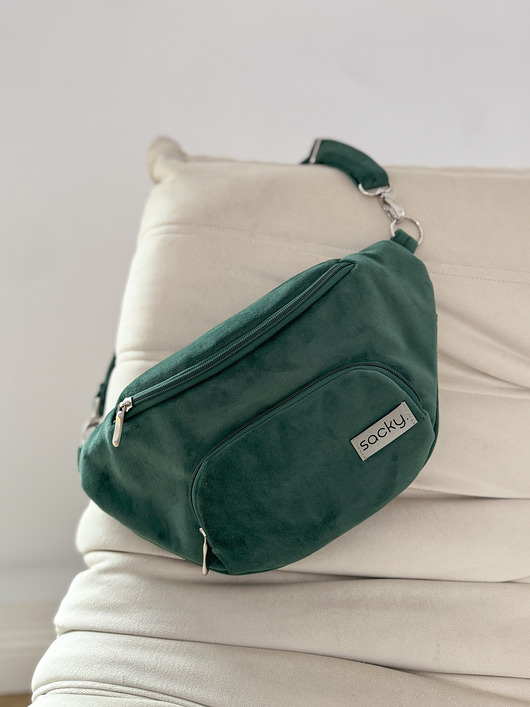 saszetka nerka Welurowa nerka miejska butelkowa zieleń