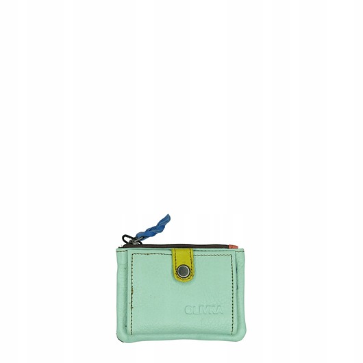 portfele damskie Portfel portfelik mały skórzany miejsce na bilon karty eko OLIVKA