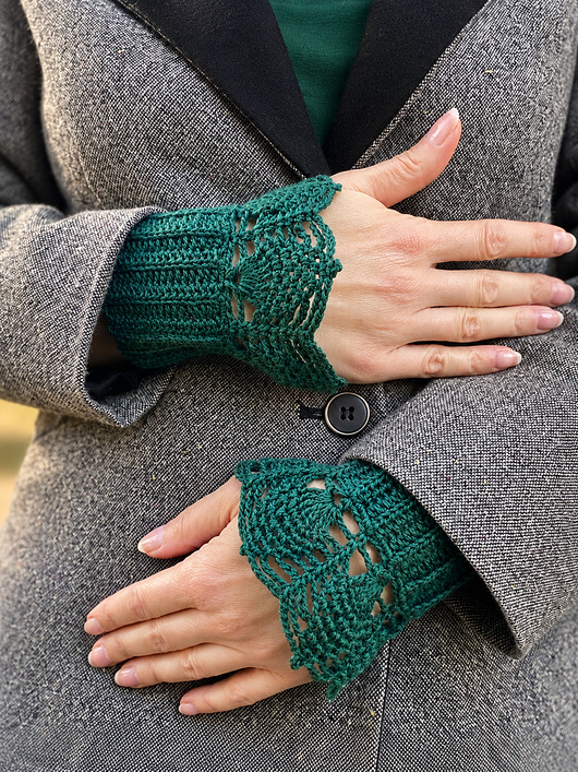 rękawiczki damskie Butelkowe mankiety retro merino