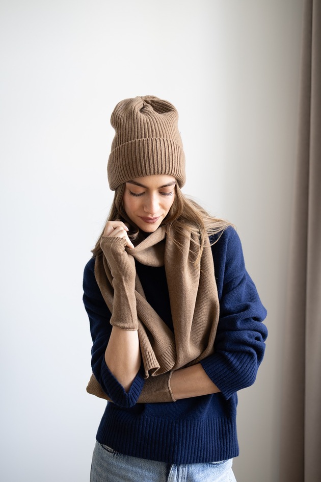 rękawiczki damskie Mitenki Merino & cashmere orzechowe