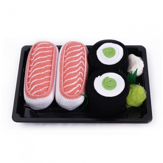 Sushi Socks Box 2 pary łosoś, maki ogórek Skarpetkowelove