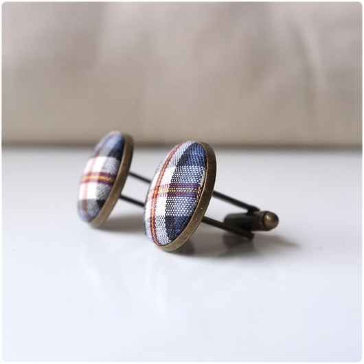 retro fabric - spinki w kratkę 2 kameLeonia