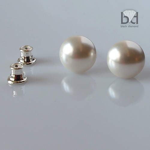 Sztyfty - perły kryształ Swarovski - kremowe (8 mm) Black Diamond