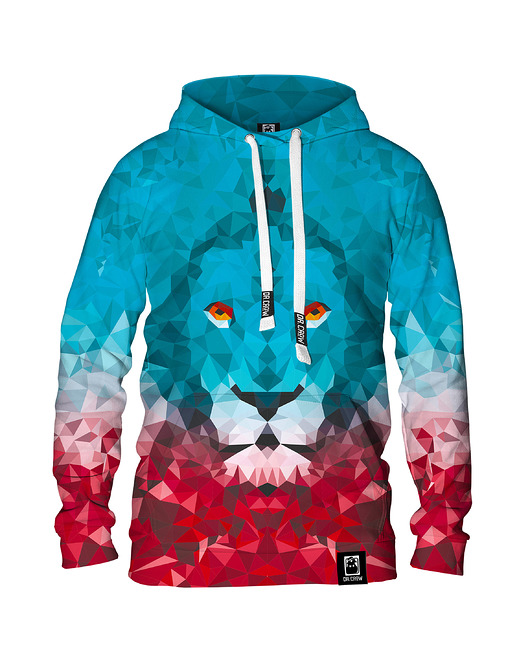 bluzy męskie Męska Bluza z kapturem Lew Trójkąty