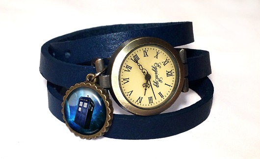 Skórzany zegarek Tardis - 0338 EGGinEGG